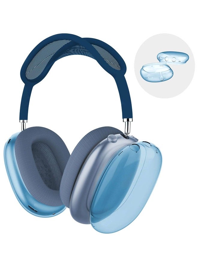 KASTWAVE Case Cover for AirPods Max Headphones, Clear Soft TPU Skin Anti-Scratch, Transparent Accessories Ultra Protective Cover for Apple AirPods Max, Clear Blue - Image 1