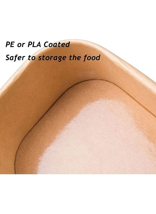SNH Packing - Kraft Paper Rectangular Container 500ml With PP Lid 25 Pieces - Image 1