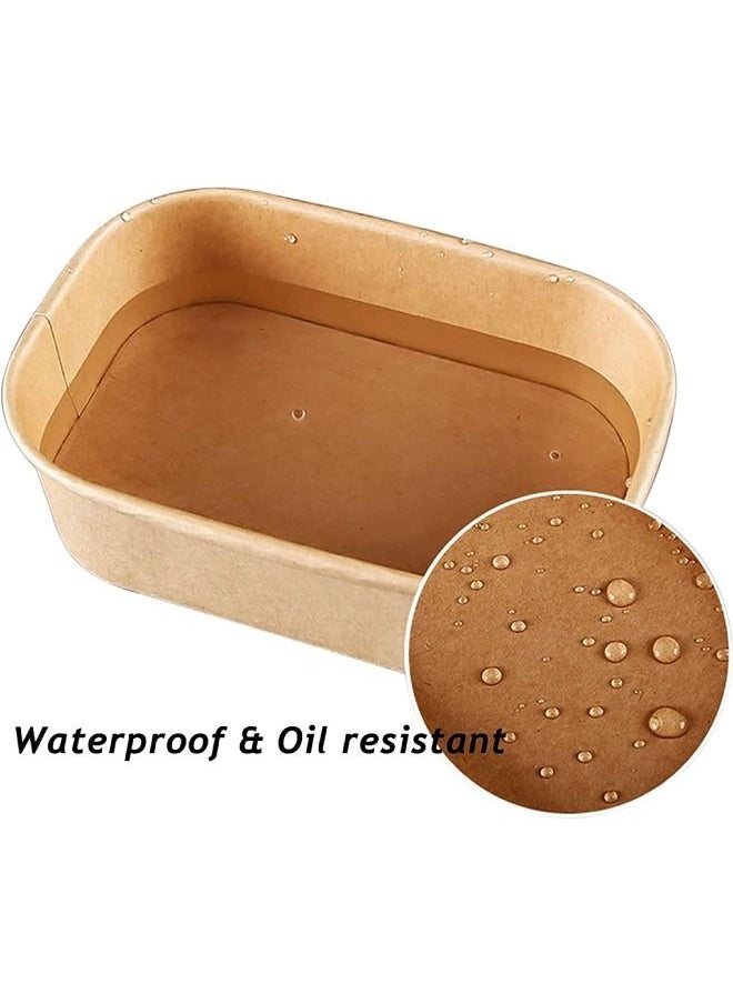 SNH Packing - Kraft Paper Rectangular Container 500ml With PP Lid 25 Pieces - Image 1