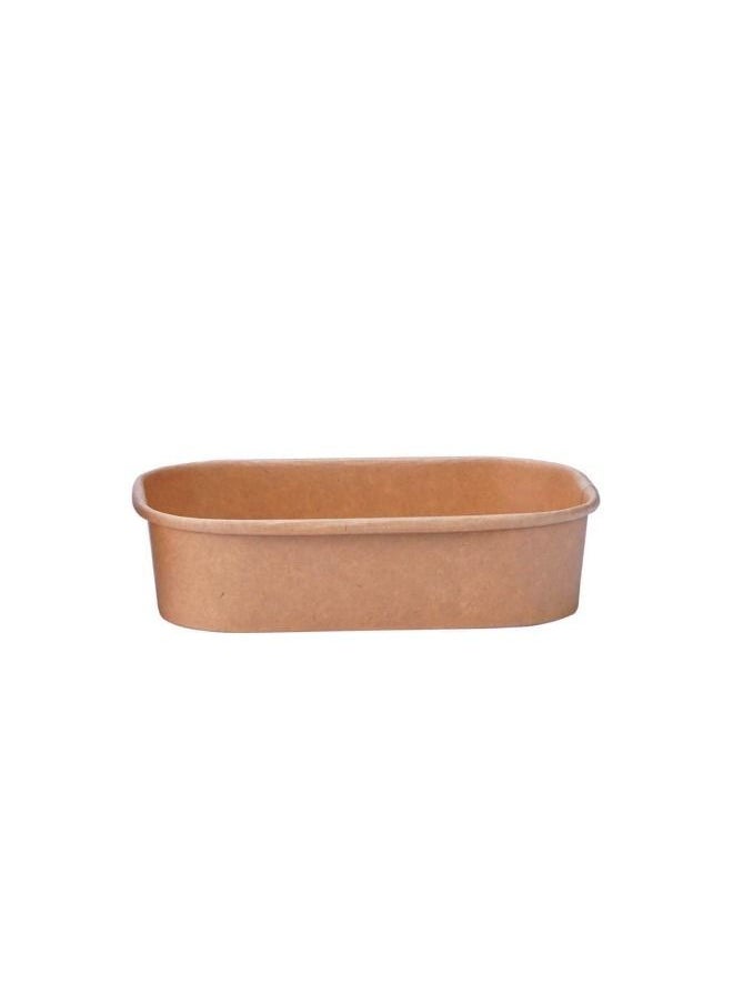 SNH Packing - Kraft Paper Rectangular Container 500ml With PP Lid 25 Pieces - Image 1