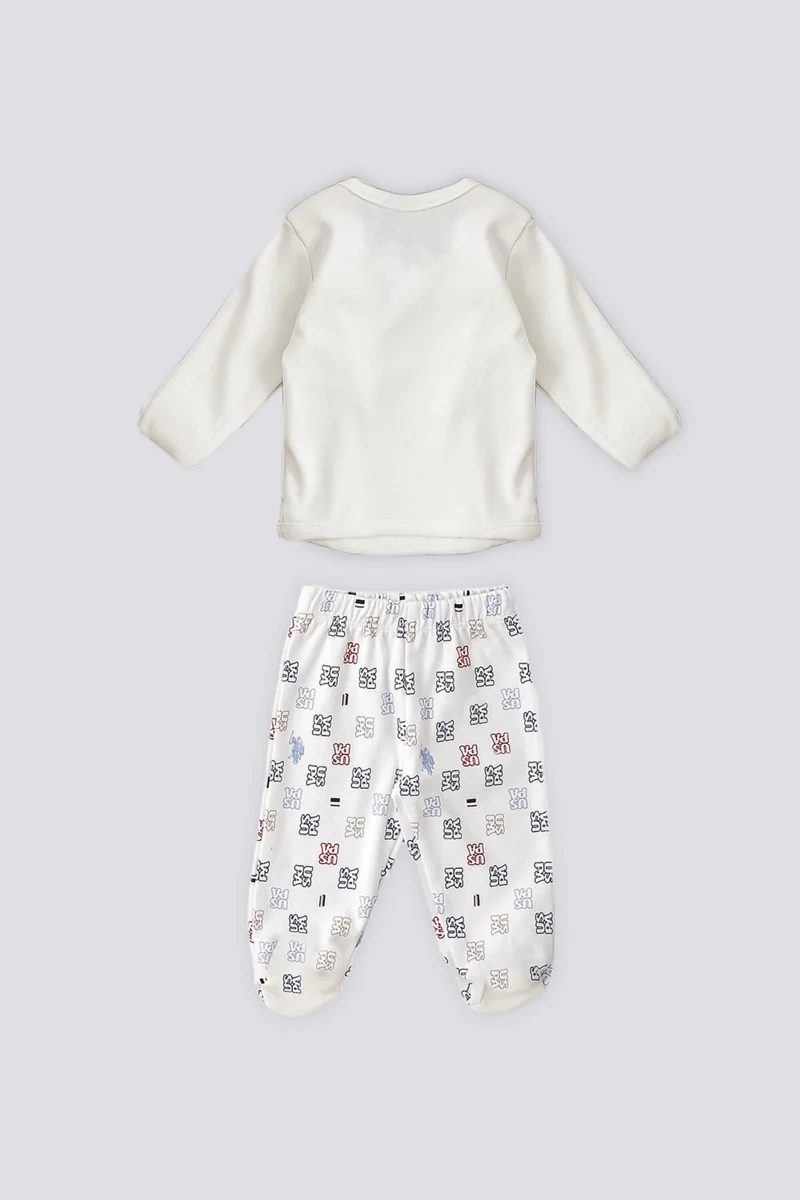 U.S. Polo Assn. Cream Uspa Pattern Baby 5-Piece Hospital Discharge Set
