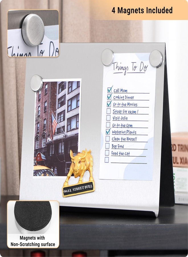 OutFormal Large Magnetic Bulletin Board - Dry Erase Memo Board with Stand - Tabletop Metal Easel for Magnet Display - 12x10 Inches + 4 Magnets - Image 4