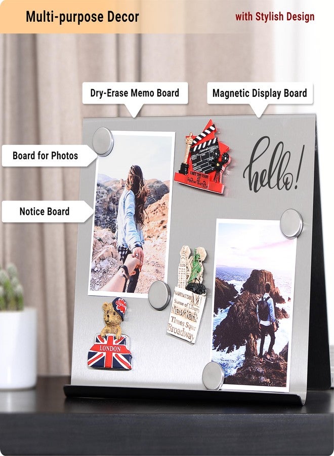OutFormal Large Magnetic Bulletin Board - Dry Erase Memo Board with Stand - Tabletop Metal Easel for Magnet Display - 12x10 Inches + 4 Magnets - Image 3