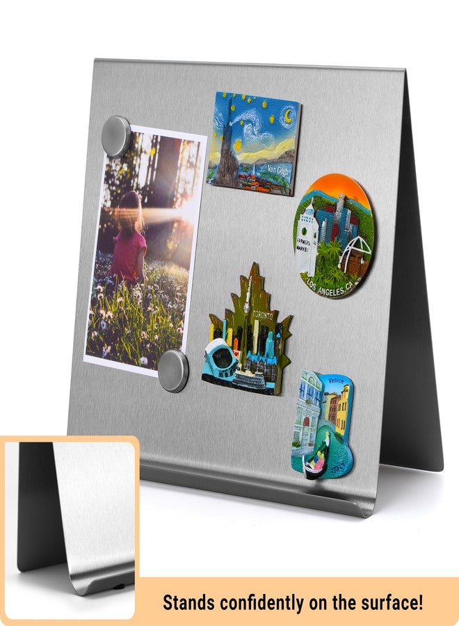 OutFormal Large Magnetic Bulletin Board - Dry Erase Memo Board with Stand - Tabletop Metal Easel for Magnet Display - 12x10 Inches + 4 Magnets - Image 2