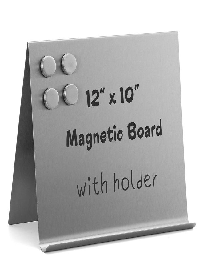 OutFormal Large Magnetic Bulletin Board - Dry Erase Memo Board with Stand - Tabletop Metal Easel for Magnet Display - 12x10 Inches + 4 Magnets - Image 1