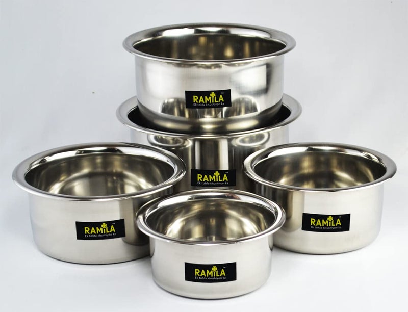 Ramila Stainless Steel Induction Bottom Utensils for Kitchen Vessels for Cooking Capacity-2-liter,1.5liter, 1-Liter, 0.75-Liter, 0.50-Liter - Image 3