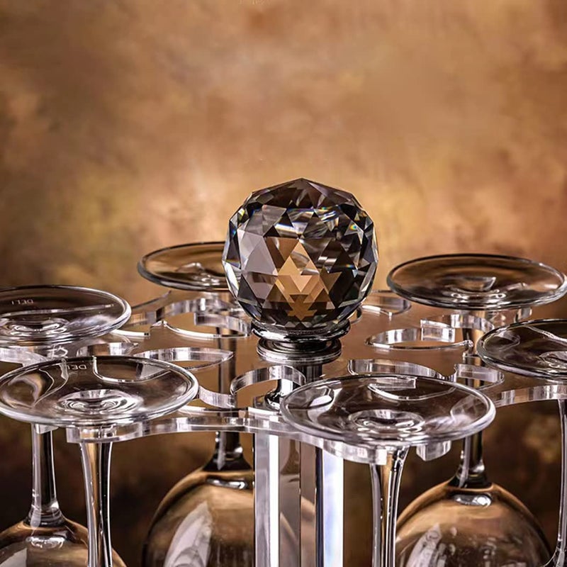 SHTWX MyLifestyle أنيقة سطح المكتب Crystal Clastal Stemware رف/تدوير 6 حامل تخزين زجاجي نبيذ حامل هواء تجفيف الهواء (لا يشمل النبيذ) (متوسط) - Image 4
