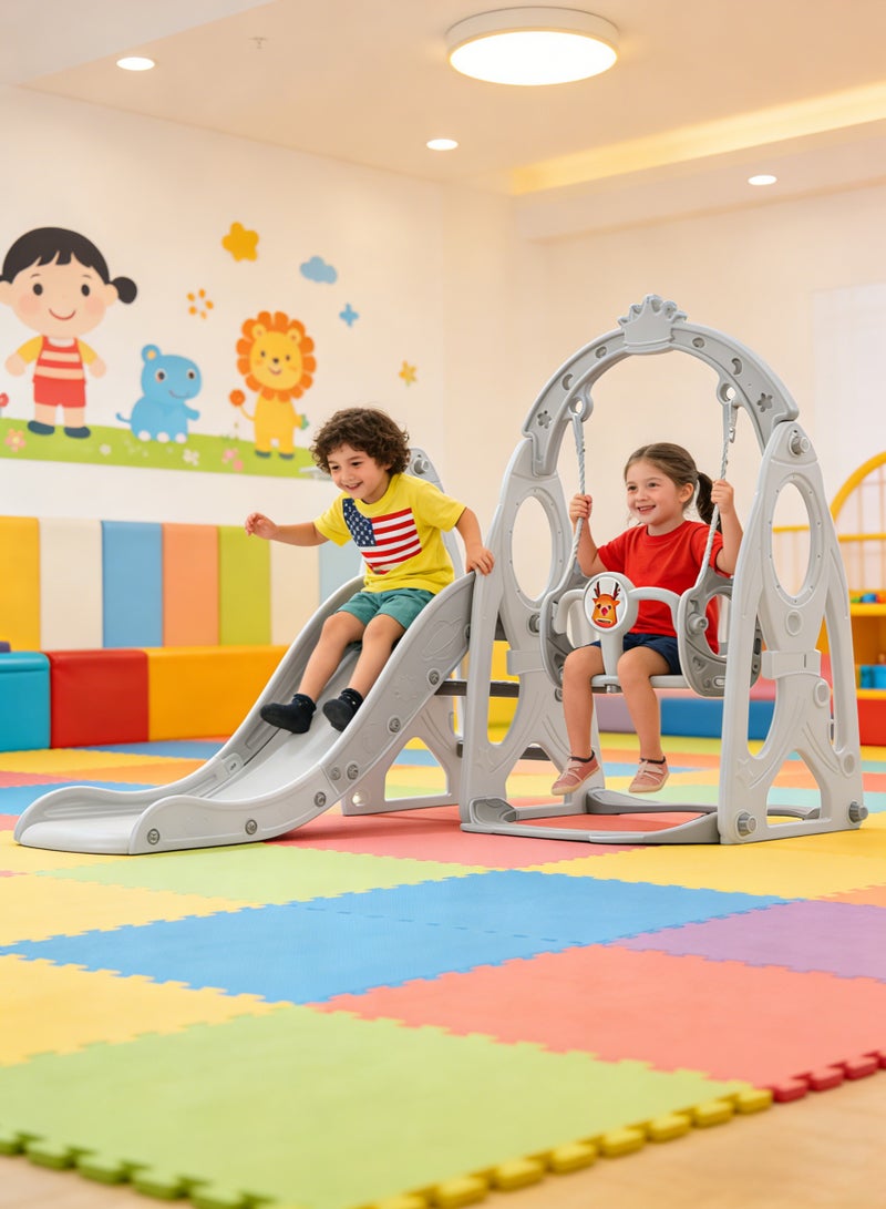 ما بيبي مجموعة شرائح وأرجوحة 4 في 1 للأطفال، ملعب داخلي/خارجي مع حلقة كرة السلة، مجموعة ألعاب متسلقة للأطفال - Image 1