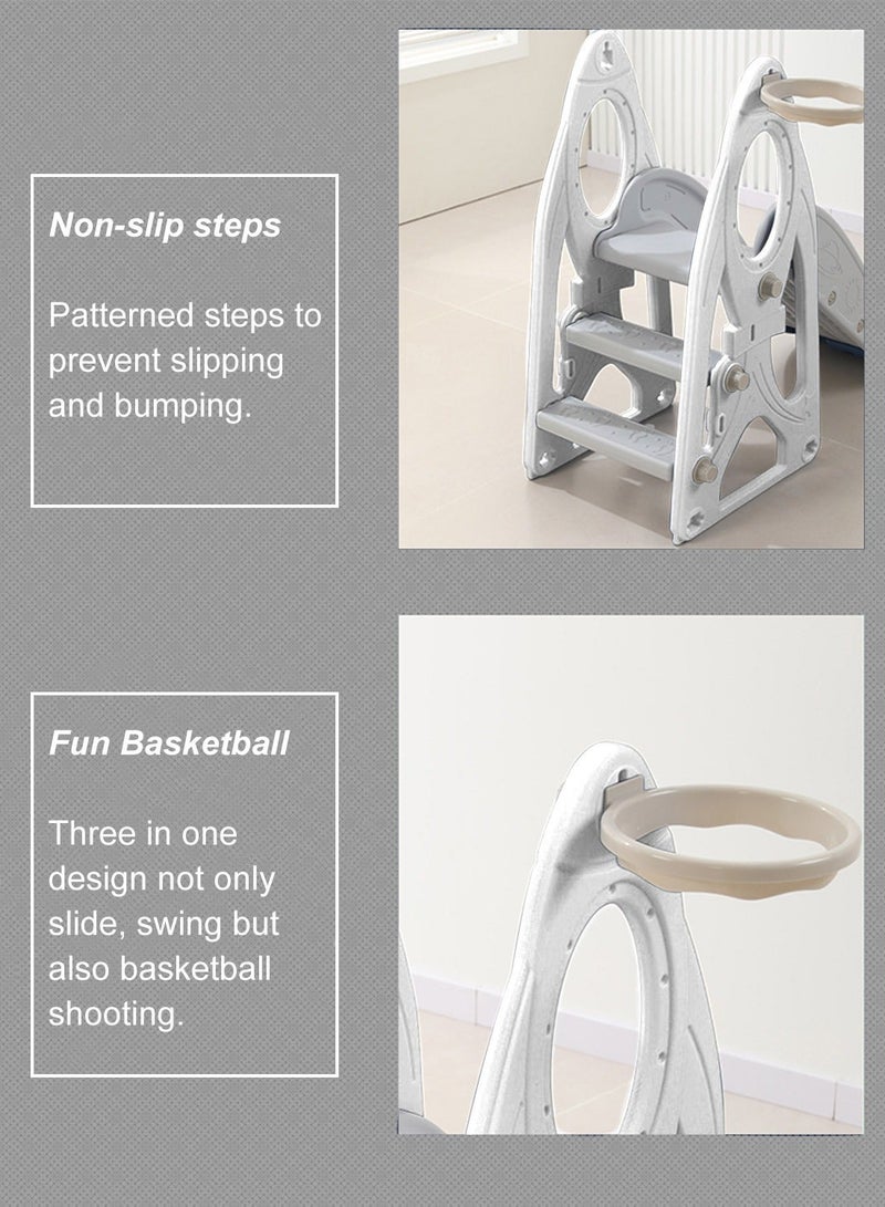 ما بيبي مجموعة شرائح وأرجوحة 4 في 1 للأطفال، ملعب داخلي/خارجي مع حلقة كرة السلة، مجموعة ألعاب متسلقة للأطفال - Image 3