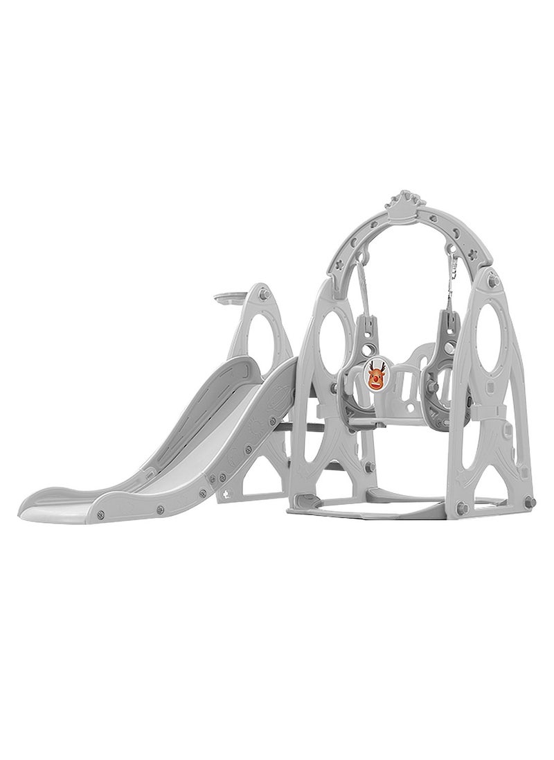 MaBaby 4 in 1 Kids Slide and Swing Set, Indoor/Outdoor Playground for Kids Baby with Basketball Hoop, Climber Slide Toddlers Playset for Boys and Girls Backyard Playground  - Image 1