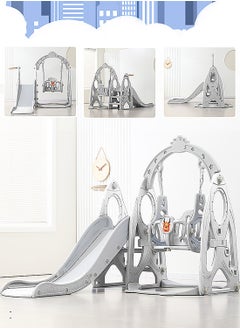 MaBaby 4 in 1 Kids Slide and Swing Set, Indoor/Outdoor Playground for Kids Baby with Basketball Hoop, Climber Slide Toddlers Playset for Boys and Girls Backyard Playground  - Image 3