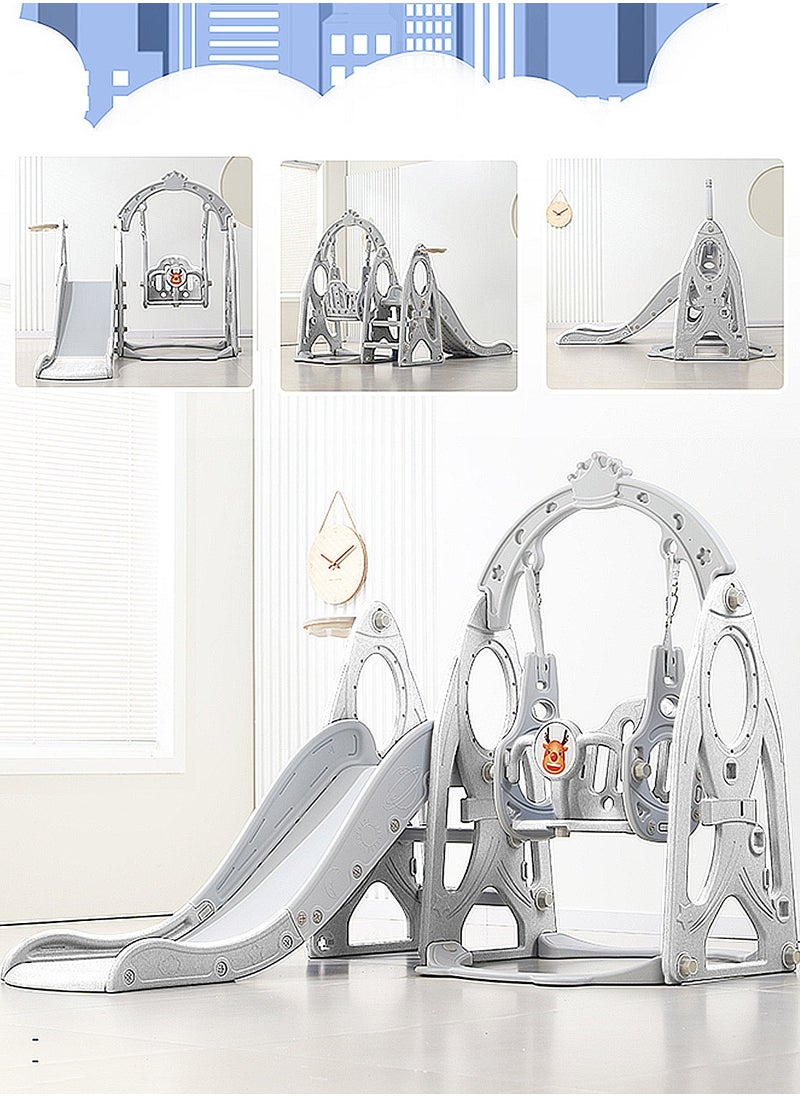 MaBaby 4 in 1 Kids Slide and Swing Set, Indoor/Outdoor Playground for Kids Baby with Basketball Hoop, Climber Slide Toddlers Playset for Boys and Girls Backyard Playground  - Image 3