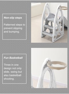MaBaby 4 in 1 Kids Slide and Swing Set, Indoor/Outdoor Playground for Kids Baby with Basketball Hoop, Climber Slide Toddlers Playset for Boys and Girls Backyard Playground  - Image 4