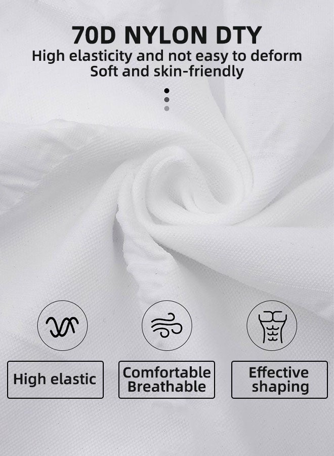 Men'S Compression Clothing, Men'S Sports Shaping Clothing, Long-Sleeved Crew Neck Slim Fit T-Shirt, Shapewear, Sports Fitness Tummy Control Shaping Clothing, White, Size L - Image 2