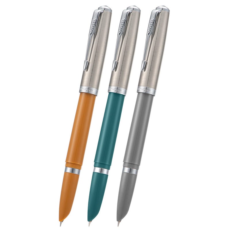 Lanxivi 3 Jinhao 86 Fountain Pen Set (Malachite Blue, Khaki and Gray Resin) Extra Fine Nib with Refillable Ink Converter - Image 2