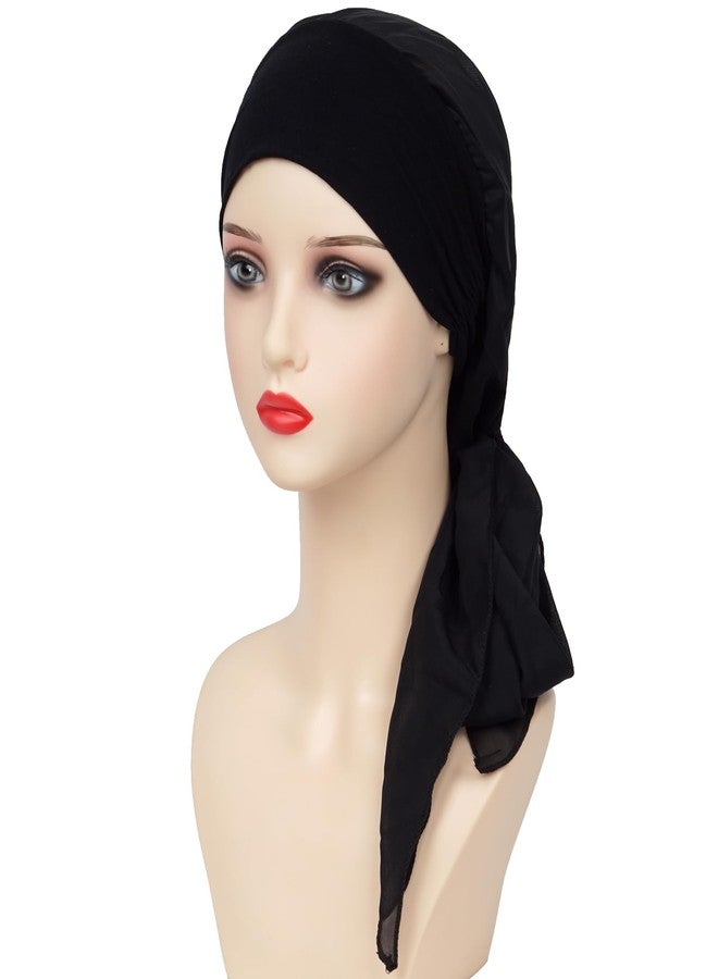 FADACHY Chemo Headwear for Women, Head scarves for Cancer Patients Women Black Head Scarf, Silk Head Covers Chemo Cancer Hats Caps for Hair Loss - Image 4