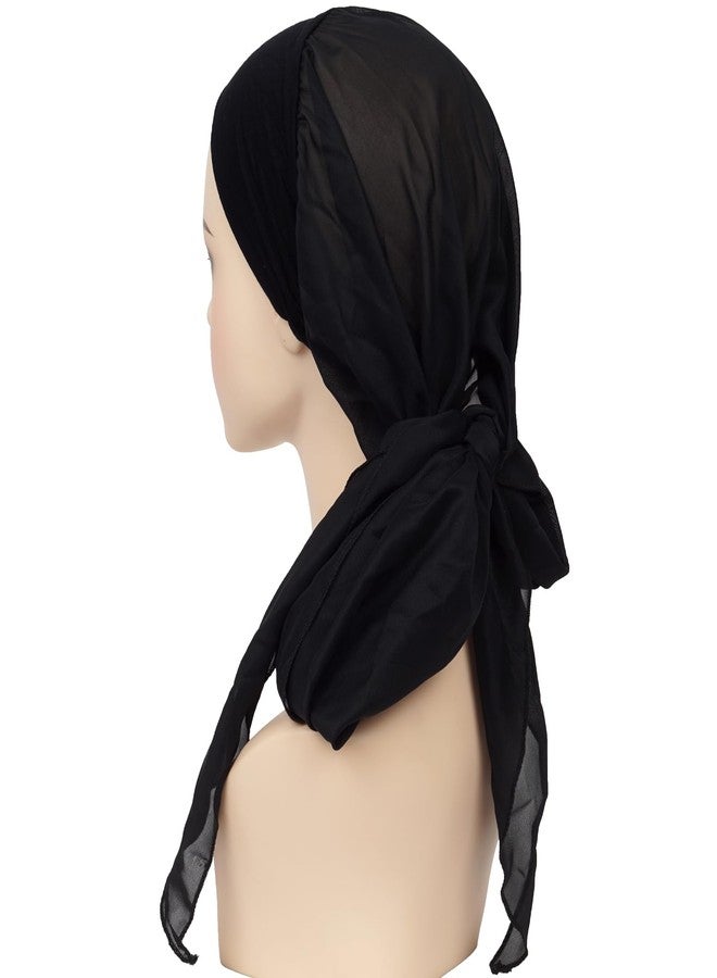 FADACHY Chemo Headwear for Women, Head scarves for Cancer Patients Women Black Head Scarf, Silk Head Covers Chemo Cancer Hats Caps for Hair Loss - Image 5