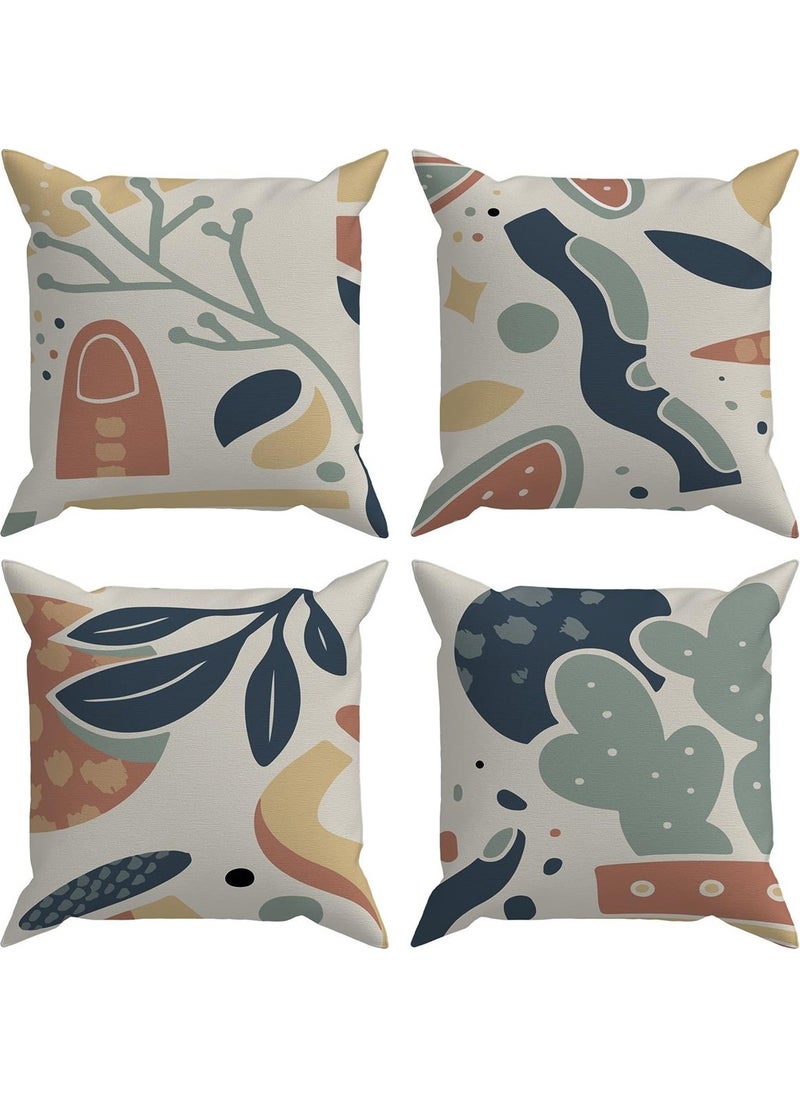 Evdeki Çarşı Evik Abstract 4-Piece Throw Pillow Case DS92  - Image 1