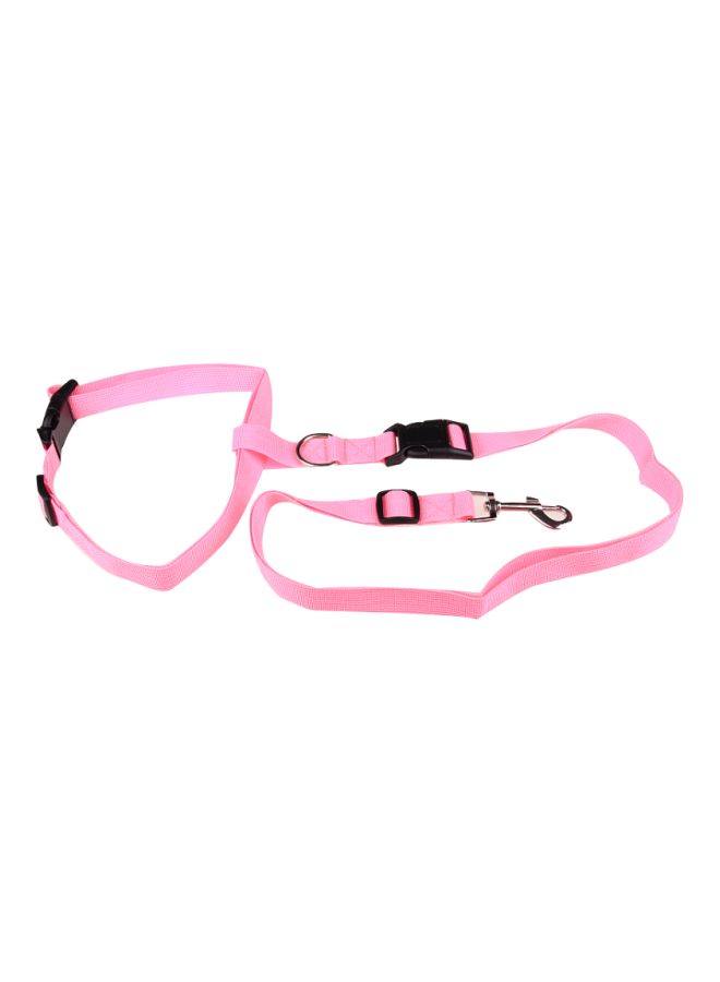 NIBEMINENT 3-Piece Adjustable Hands Free Leash With Waist Belt Pink/Black - Image 1
