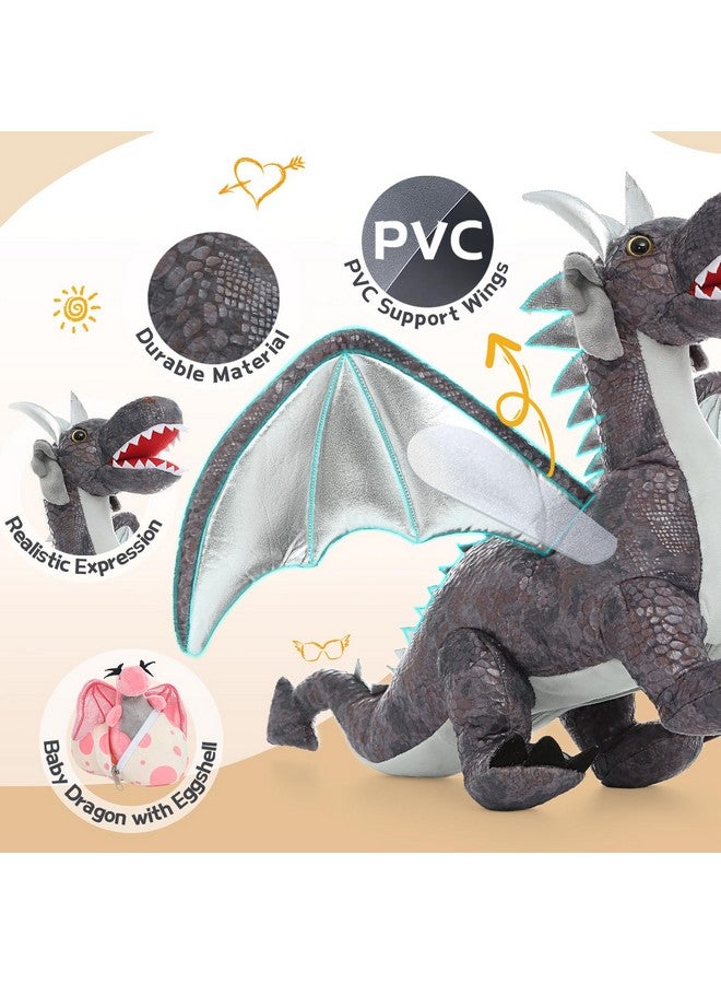 MaoGoLan 7 قطع دمى تنين محشوة 21 بوصة تنين محشو كبير مجموعة دمى تنين محشوة دمية أم تنين مع 4 صغار و 2 بيض محشو هدية للأطفال - Image 4