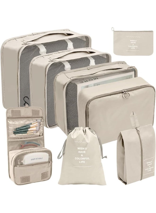 ECVV 8 Set Packing Cubes for Suitcases Luggage Packing Organizers with Laundry Bag Shoe Bag Underwear Bag - Image 1