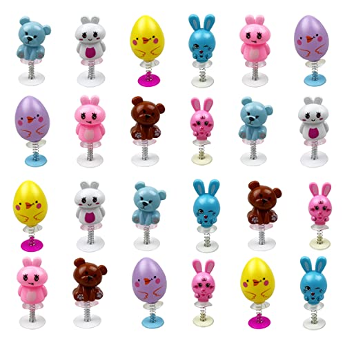 QINGQIU 24 PCS Easter Jumping Popper Toys for Kids Boys Girls Toddlers Easter Basket Stuffers Egg Fillers Gifts Party Favors - Image 1
