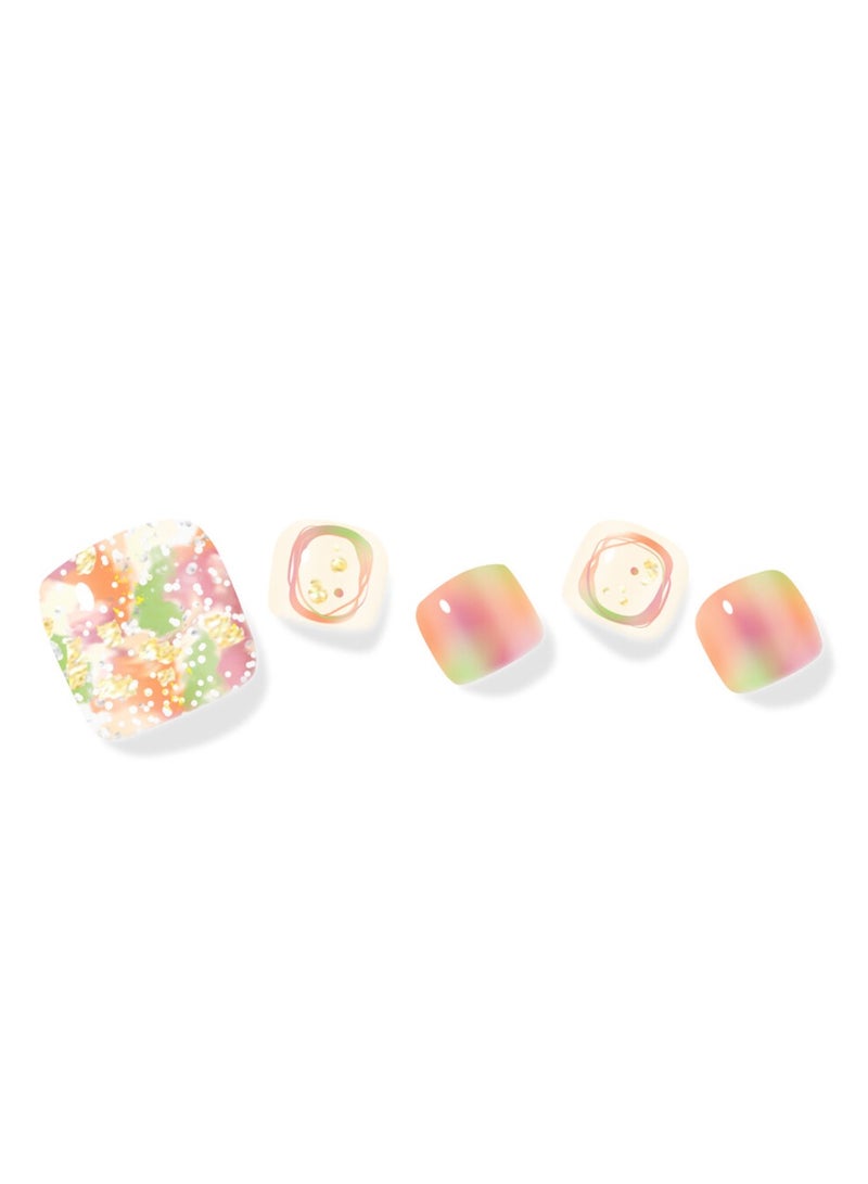 FOLARIS Orange Rainbow Korean Nail Art of 32 Pieces – Elegant, Long-Lasting Toe Nail Art - Image 1