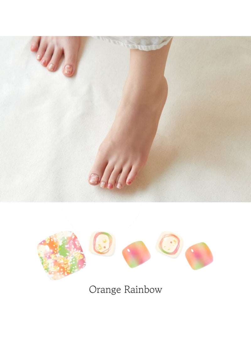 FOLARIS Orange Rainbow Korean Nail Art of 32 Pieces – Elegant, Long-Lasting Toe Nail Art - Image 2
