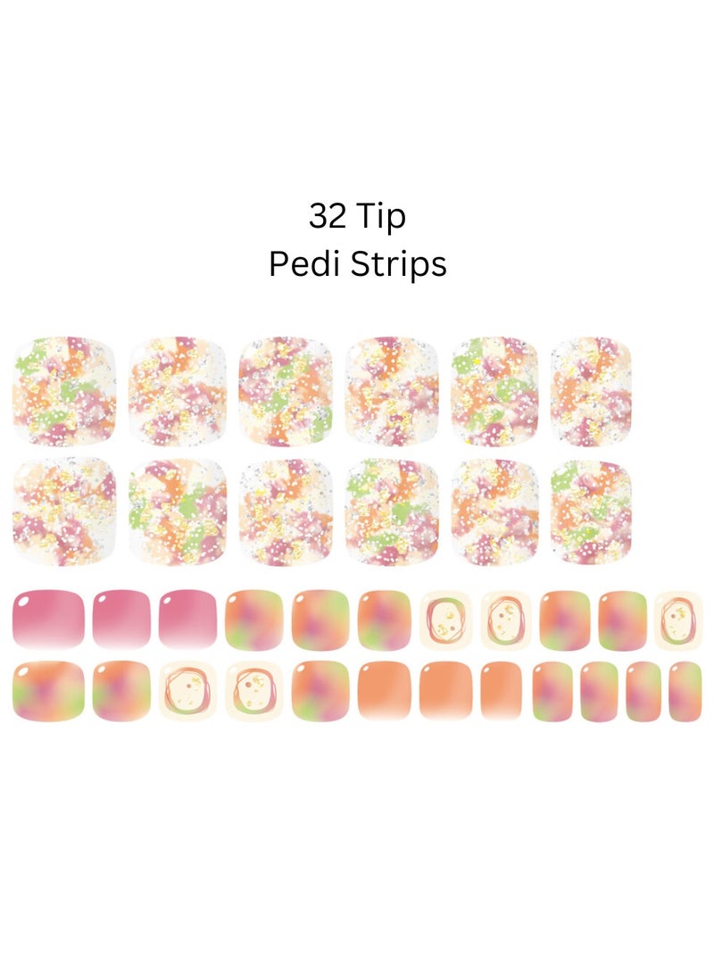 FOLARIS Orange Rainbow Korean Nail Art of 32 Pieces – Elegant, Long-Lasting Toe Nail Art - Image 3