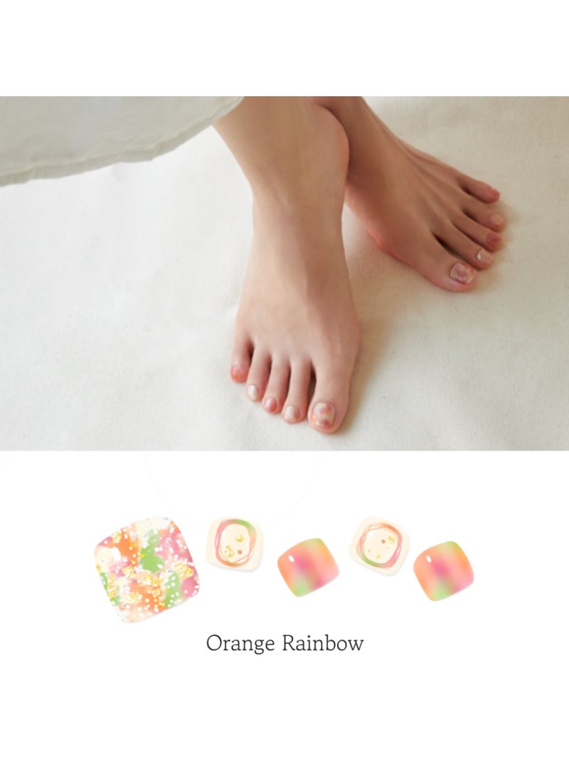 FOLARIS Orange Rainbow Korean Nail Art of 32 Pieces – Elegant, Long-Lasting Toe Nail Art - Image 5