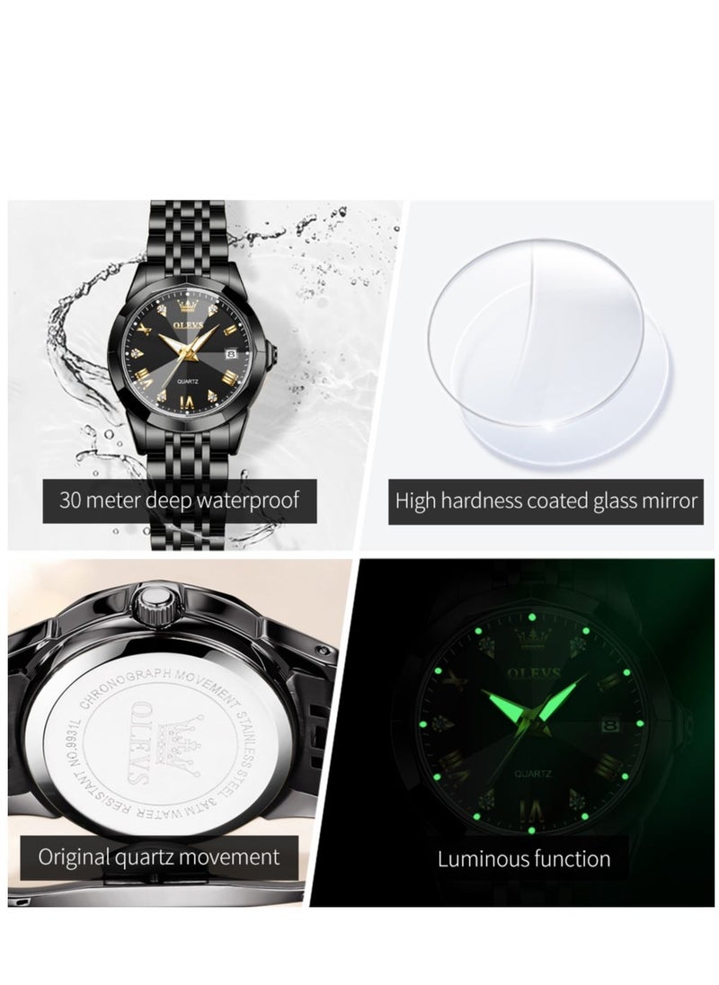 OLEVS ساعات للنساء أنيقة من الفولاذ المقاوم للصدأ مقاومة للماء ساعة كواتز تناظرية 9931 - Image 5