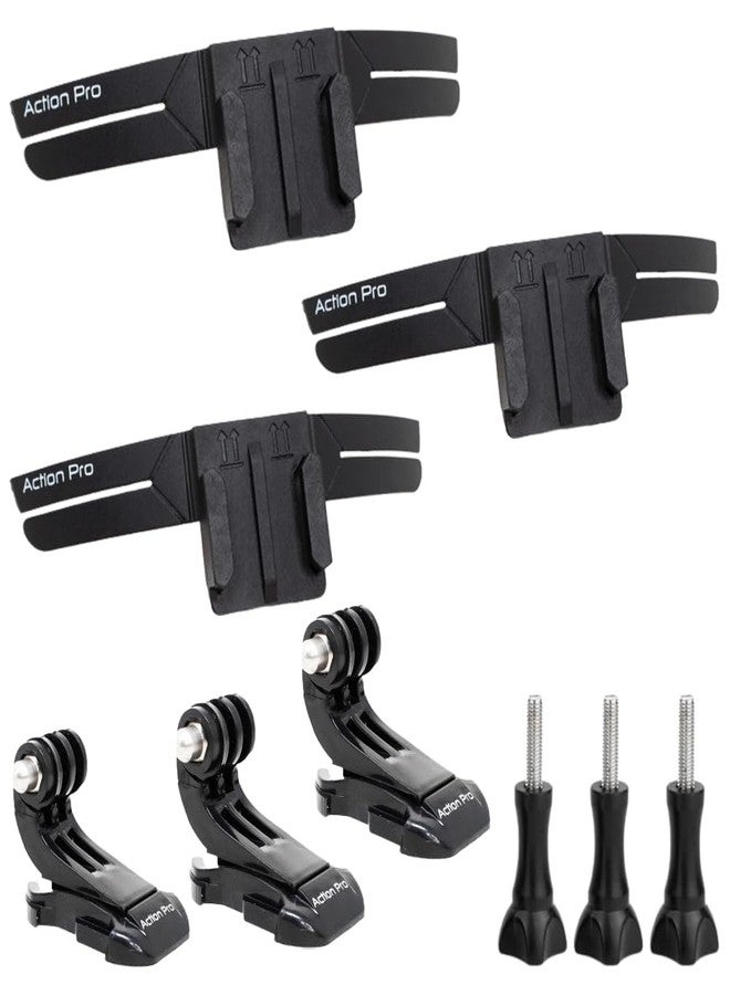Action Pro 3M Helmet Chin Mount Strap Compatible with GoPro Hero 13/12/11/10/9/8/7/6/5/4, Insta360, DJI Osmo, SJCAM & Smartphones (Pack of 3) - Image 1