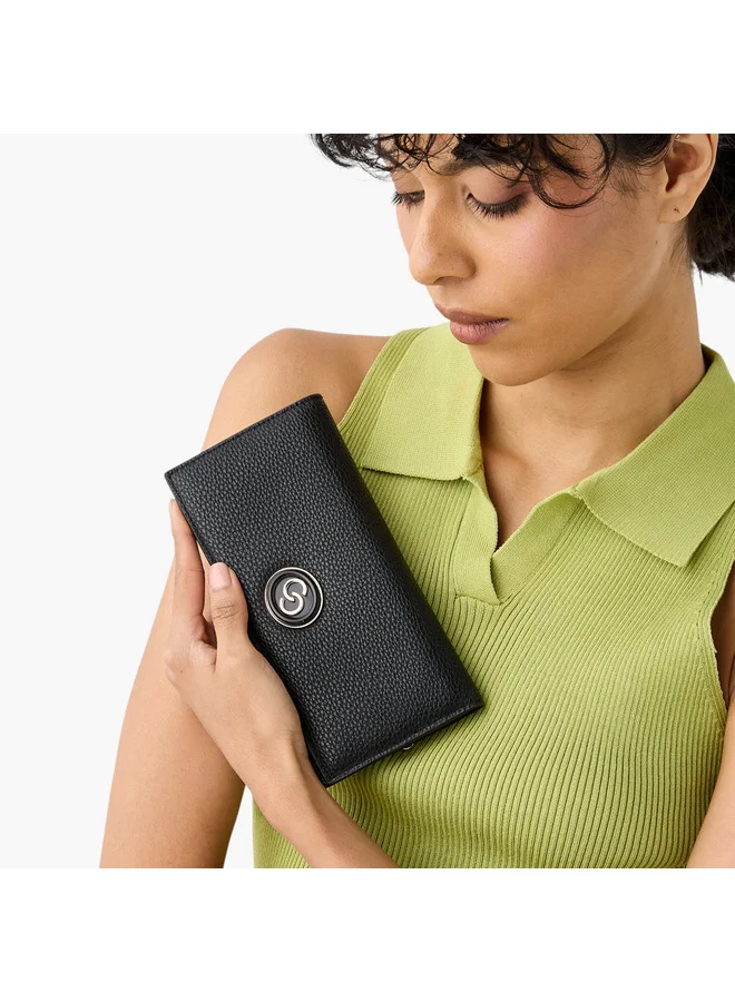 سيليست Women Textured Bi-Fold Wallet with Snap Button Closure