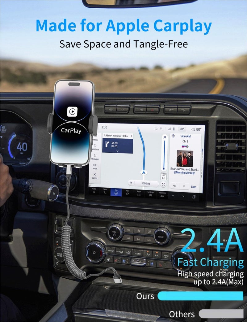 Umefly Coiled Lightning Cable for Car, 2Pack Retractable iPhone Charger Cable Fast Charging, [MFi Certified] Short Apple CarPlay USB to Lightning Cord for iPhone 14 13 12 11 Pro Max Mini XR XS 8 SE iPad - Image 2