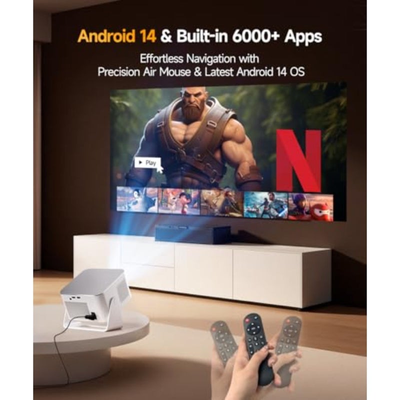 جهاز عرض ذكي مع دعم 4K 8K، أجهزة عرض محمولة مع Wifi6 وBluetooth5.4، 600 ANSI، التركيز التلقائي وتجنب العوائق 1080P Mini Movie Proyector للمنزل الخارجي، HY350Max - Image 3