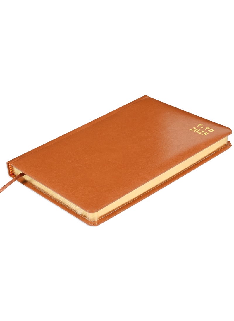 FIS FIS Golden Diary 2025 (Arabic/English) Brown, A5 - FSDI23AEG25BR  - Image 1