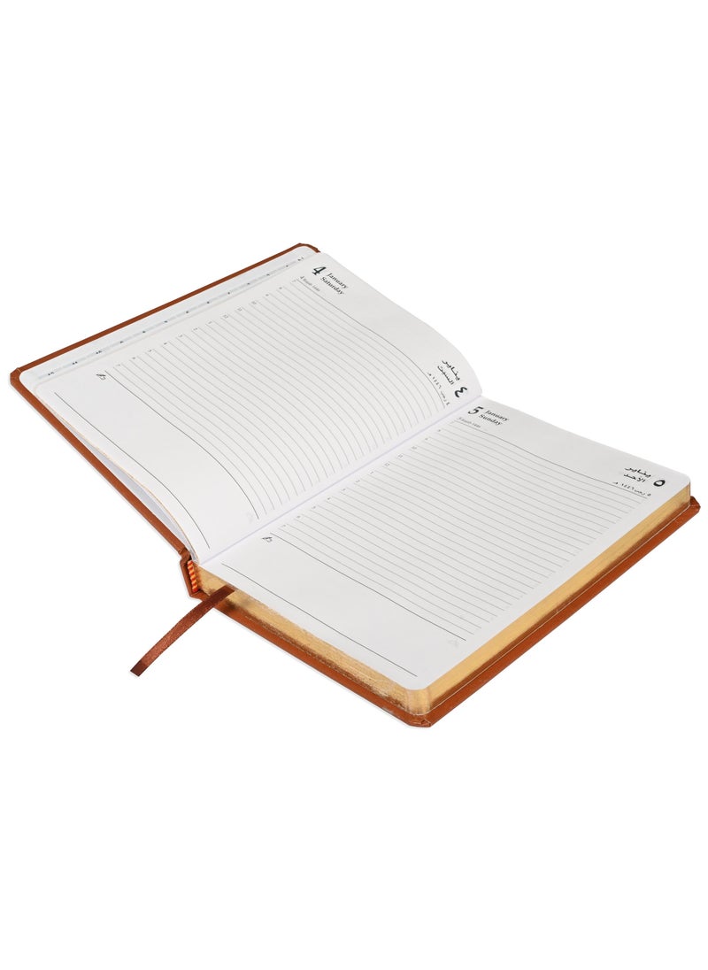 FIS FIS Golden Diary 2025 (Arabic/English) Brown, A5 - FSDI23AEG25BR  - Image 2