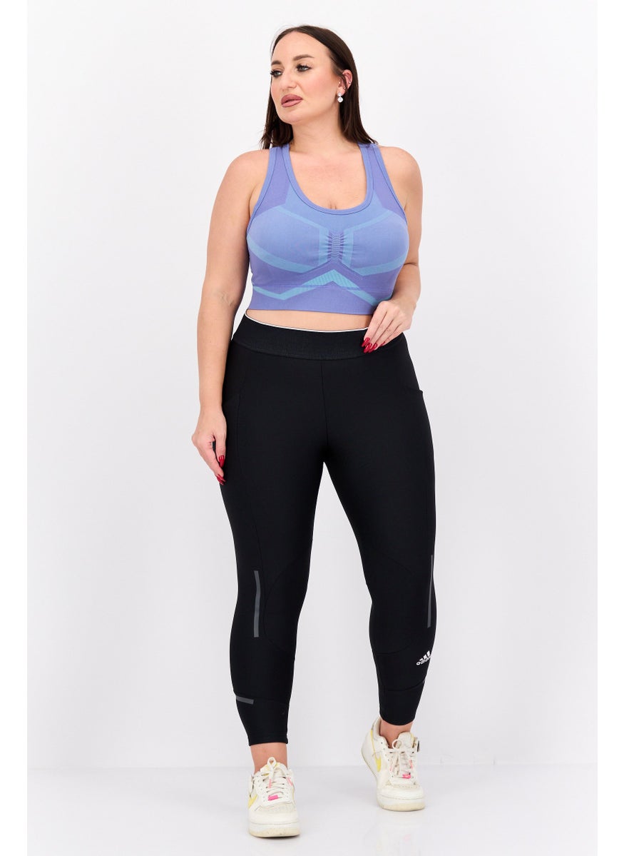 Adidas Women Plus Size Geometric Print Padded Sports Bra, Lilac Combo  - Image 4
