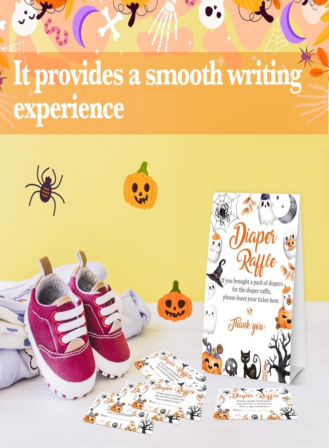 Cazhes Halloween Baby Shower Games, 50 Diaper Raffle Tickets + 1 Self-Standing Sign for Little Ghost Gender Reveal Baby Announcement Party Favor Supplies - D10 - Image 5