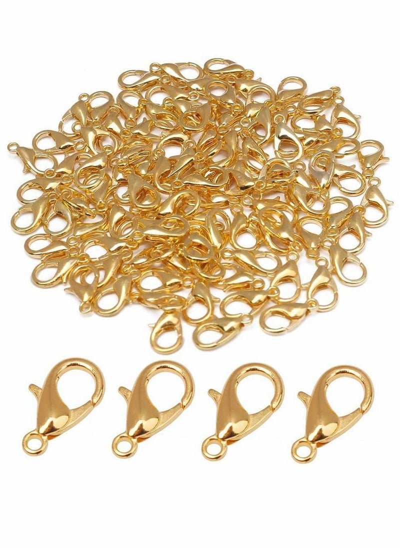 KASTWAVE 100 Pack Curved Lobster Clasps for DIY Craft Jewelry Making Necklace Bracelet Findings,Jewellery Making Craft Accessory,Necklace Clasp Alloy Lobster Claw Clasps,Gold  - Image 1