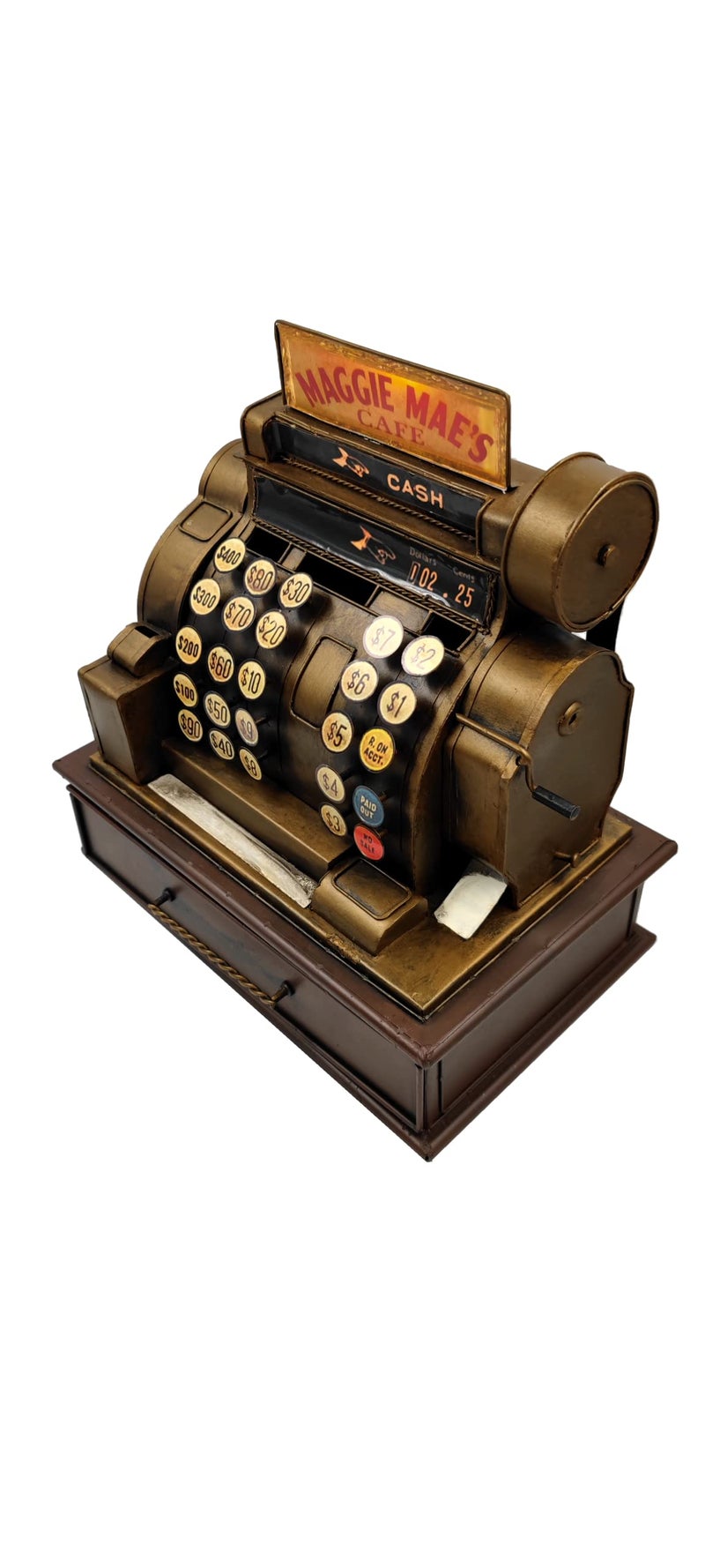 VANLAXY Vintage Cash Register Model Piggy Bank Money Bank Storage Box Jewelry Box Ring Trinket Case Cabinet Figurine Cafe Bar Window Decor Model Home Desk Decoration