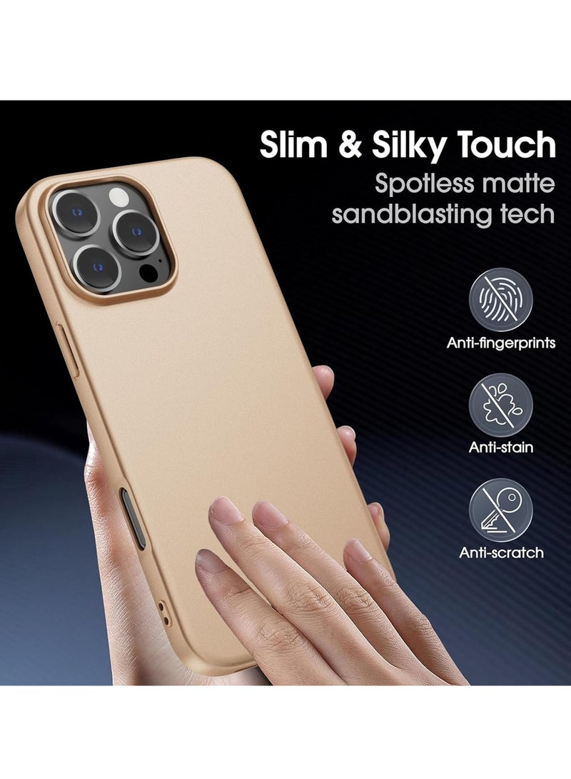 ELTRAZONE iPhone 16 Pro Max Ultra-Thin Matte Gold Case – Soft Touch Cover with Camera Lens and Screen Protectors, Anti-Scratch Shockproof Slim Design - Image 2