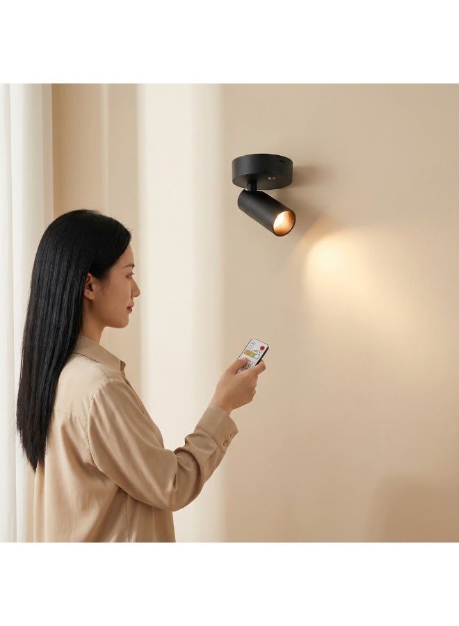 NIBEMINENT 2-Piece Wireless Indoor Rechargeable Wall Light, Dimmable 3 Color Temperatures Tree Light,Magnetic attachment without drilling holes， Battery-Powered LED Spotlight for Home Decor, for Plant and Artwork Lighting - Black/White - Image 3