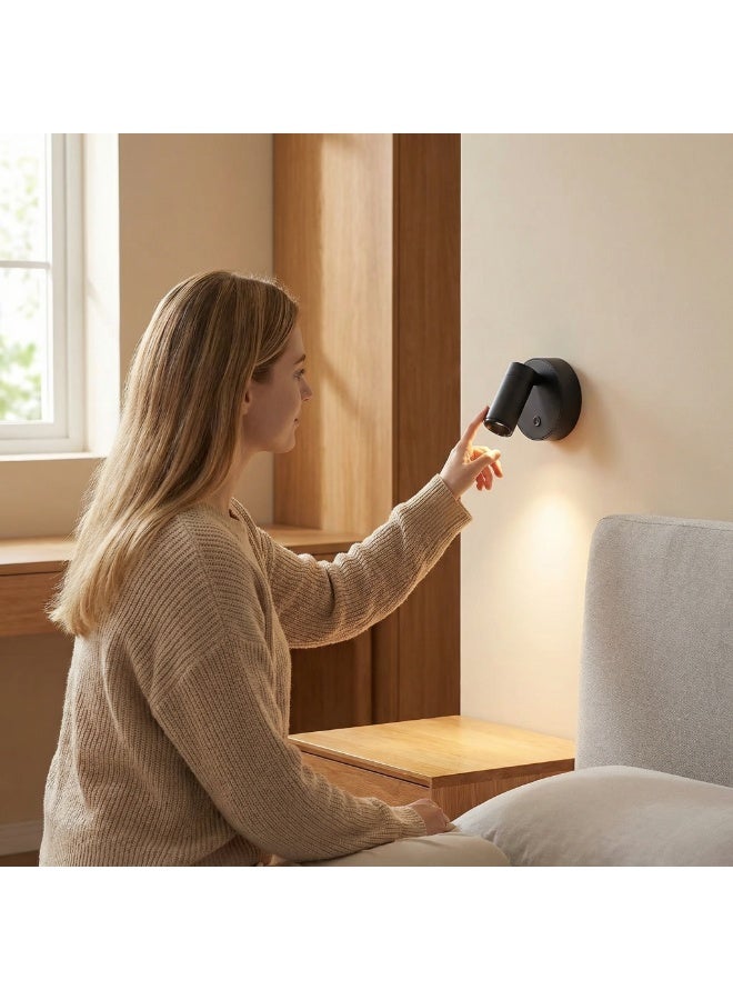 NIBEMINENT 2-Piece Wireless Indoor Rechargeable Wall Light, Dimmable 3 Color Temperatures Tree Light,Magnetic attachment without drilling holes， Battery-Powered LED Spotlight for Home Decor, for Plant and Artwork Lighting - Black/White - Image 4