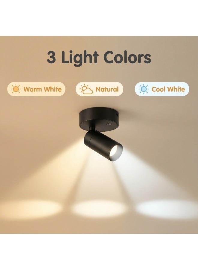 NIBEMINENT 2-Piece Wireless Indoor Rechargeable Wall Light, Dimmable 3 Color Temperatures Tree Light,Magnetic attachment without drilling holes， Battery-Powered LED Spotlight for Home Decor, for Plant and Artwork Lighting - Black/White - Image 2