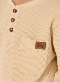 Styli Pack of 2 - Waffle Knit Design Half-Button Front T-Shirt  - Image 4