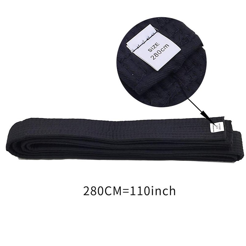 KRISMYA Black Karate Belt,1 Pack Taekwondo Judo Solid Rank Karate Martial Arts Belts (280 CM/110.2 in) - Image 2