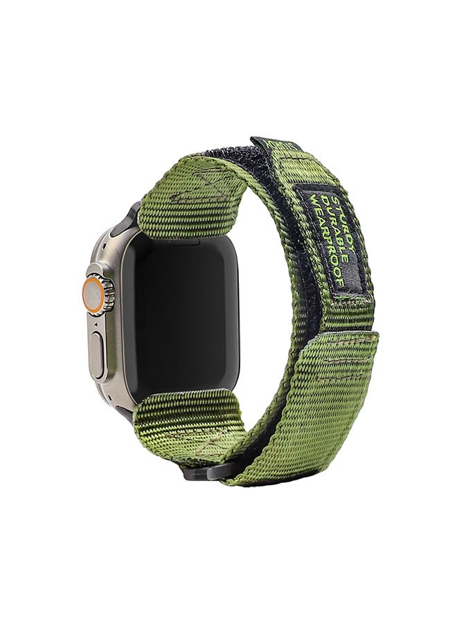Nylon Canvas Fabric Bracelet Band Compatible with Apple Watch 8 Ultra | 8 | 7 | 6 | 5 | 4 | 3 | SE,49mm 45mm 44mm 42mm Loop Designed Replacement Adjustable WristBands Straps for iWatch Green - Image 2