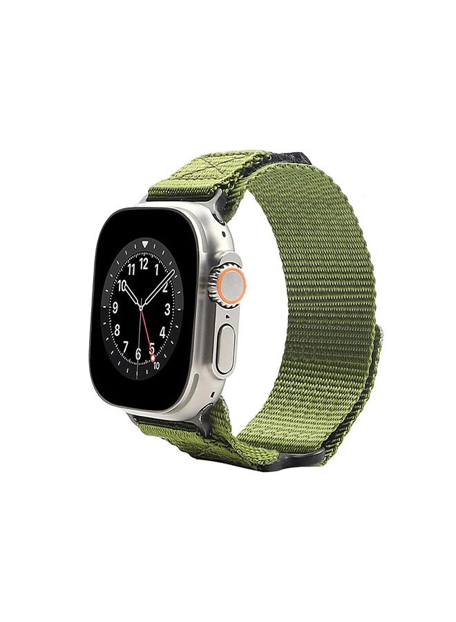 Nylon Canvas Fabric Bracelet Band Compatible with Apple Watch 8 Ultra | 8 | 7 | 6 | 5 | 4 | 3 | SE,49mm 45mm 44mm 42mm Loop Designed Replacement Adjustable WristBands Straps for iWatch Green - Image 1