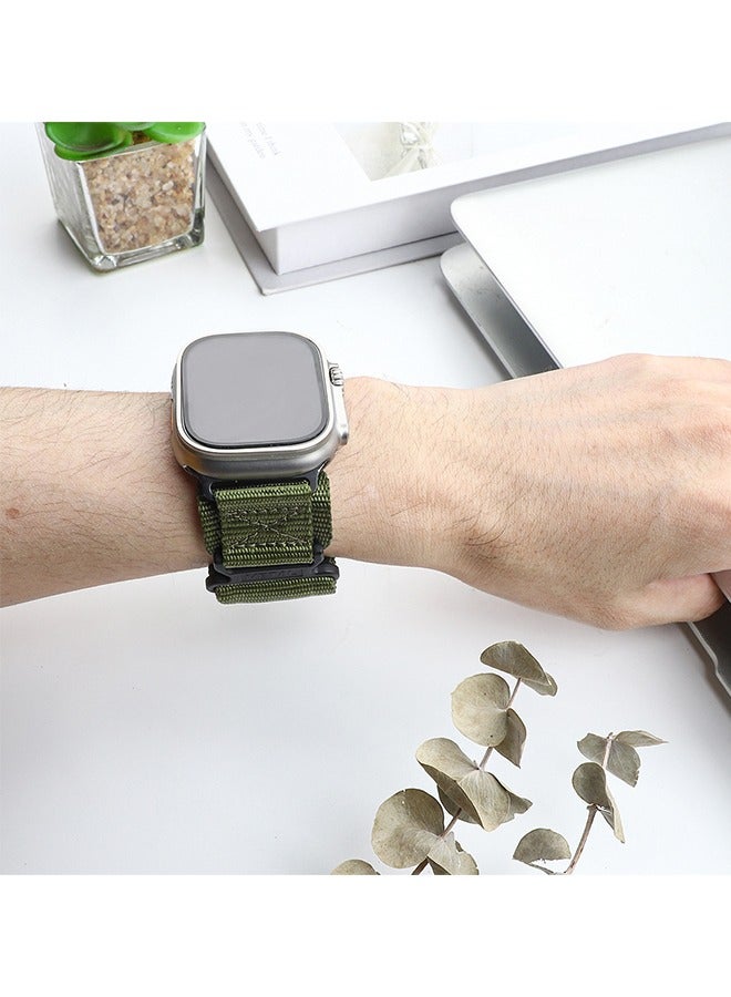 Nylon Canvas Fabric Bracelet Band Compatible with Apple Watch 8 Ultra | 8 | 7 | 6 | 5 | 4 | 3 | SE,49mm 45mm 44mm 42mm Loop Designed Replacement Adjustable WristBands Straps for iWatch Green - Image 5